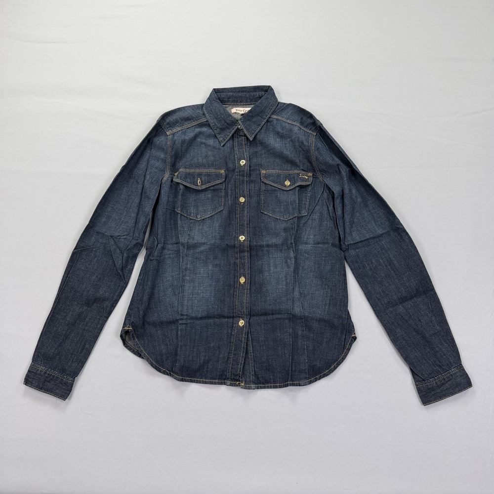 Juicy Couture Women's Denim Western Button Up Shirt Size M Gold Hardware Y2K